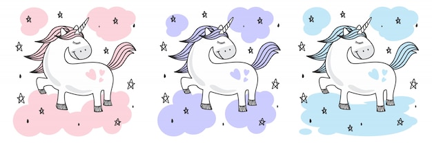 Schattige baby unicorn doodle sketch