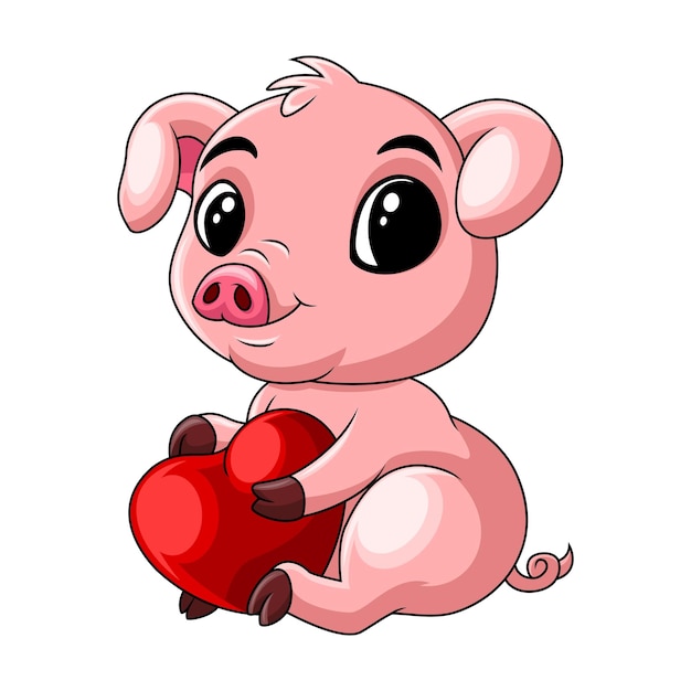 Vector schattige baby varken cartoon zitten
