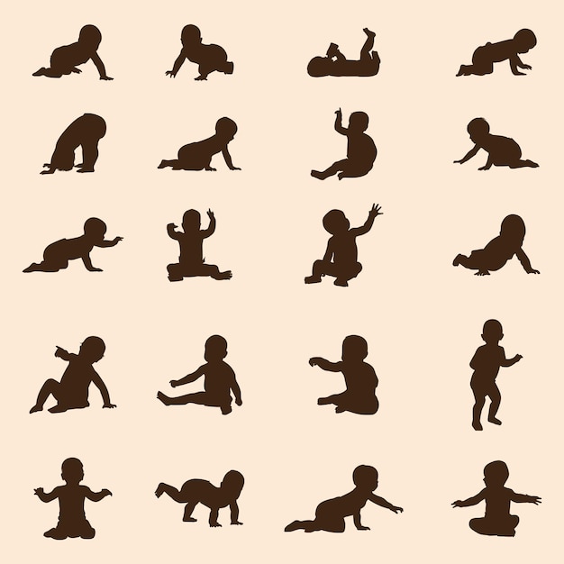 Schattige baby vector silhouetten