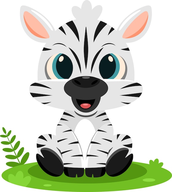 Vector schattige baby zebra dierlijk beeldverhaalkarakter vector illustratie plat ontwerp