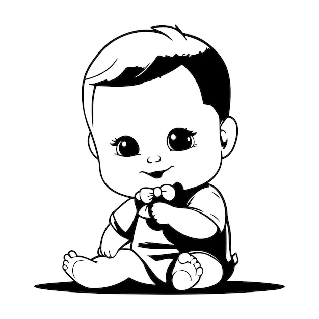 Vector schattige babyjongen geïsoleerd op een witte achtergrond vectorillustratie