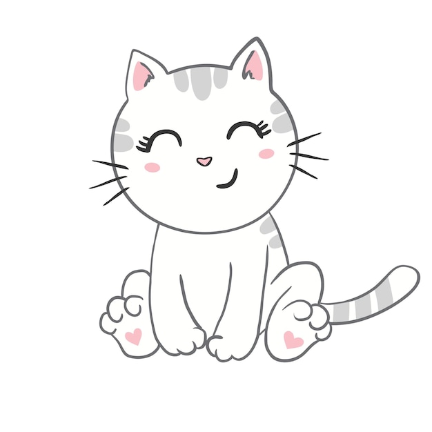 Schattige babykat. Vectorillustratie voor babydouche, wenskaart.