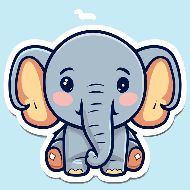 Schattige babyolifant hand getekende cartoon sticker pictogram concept geïsoleerde illustratie