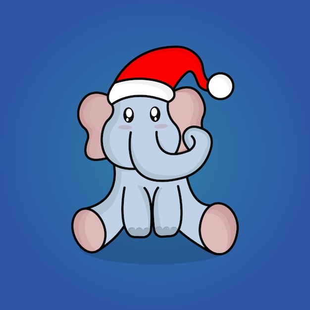 Schattige babyolifant in een kerstmuts.