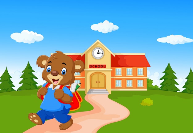 Schattige beer gaat naar school