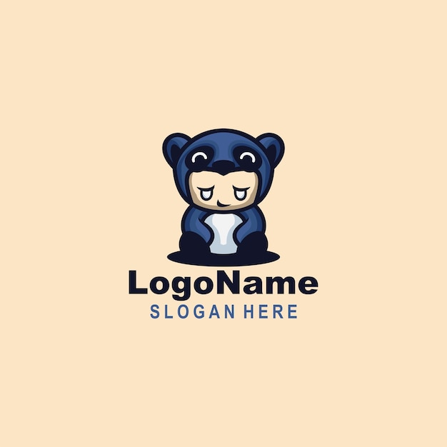 Schattige beer logo ontwerp met vector