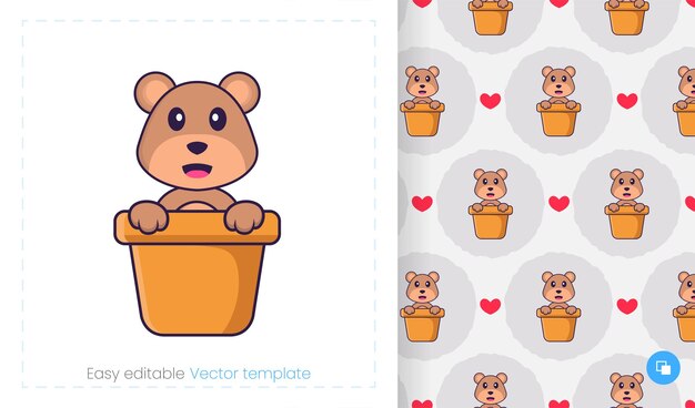 Schattige beer mascotte karakter. Kan worden gebruikt voor stickers, patronen, patches, textiel, papier.