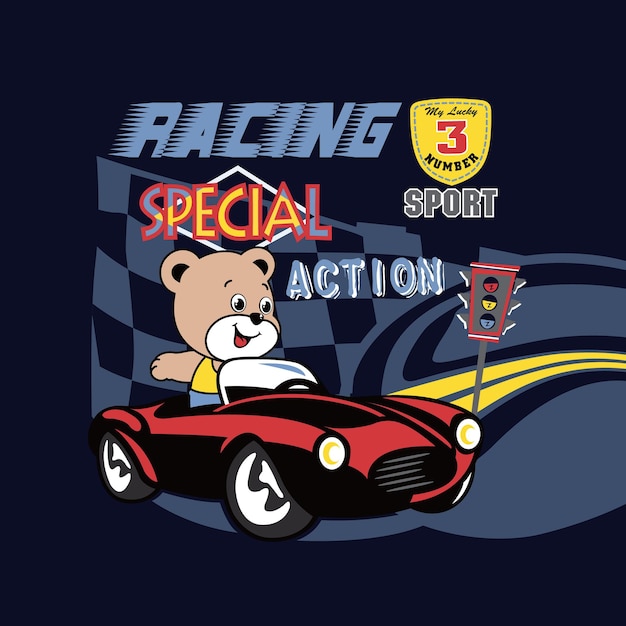 schattige beer racer vector