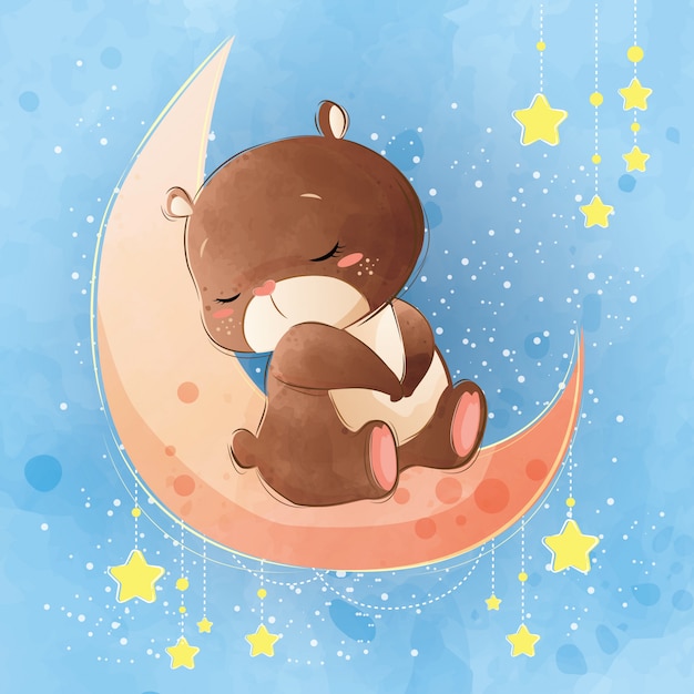 Schattige beren slapen op de maan