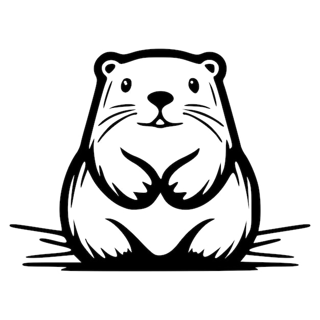 Schattige bever clipart zwarte contouren vector illustratie