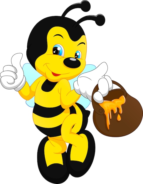 Schattige bijen cartoon met honing