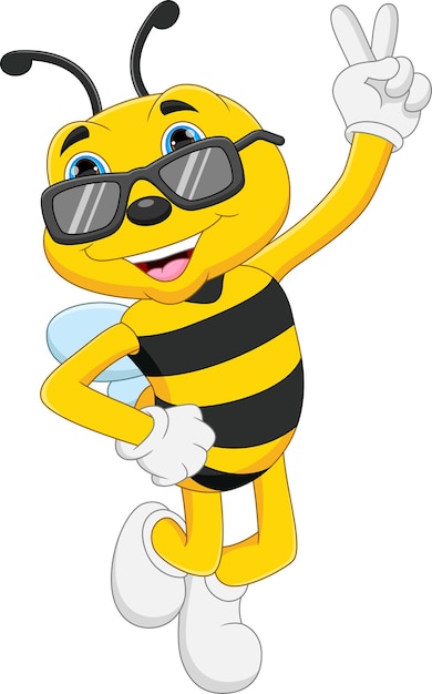 schattige bijencartoon met een bril