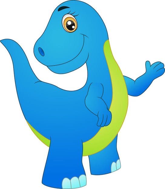 Schattige blauwe dinosaurus cartoon poseren