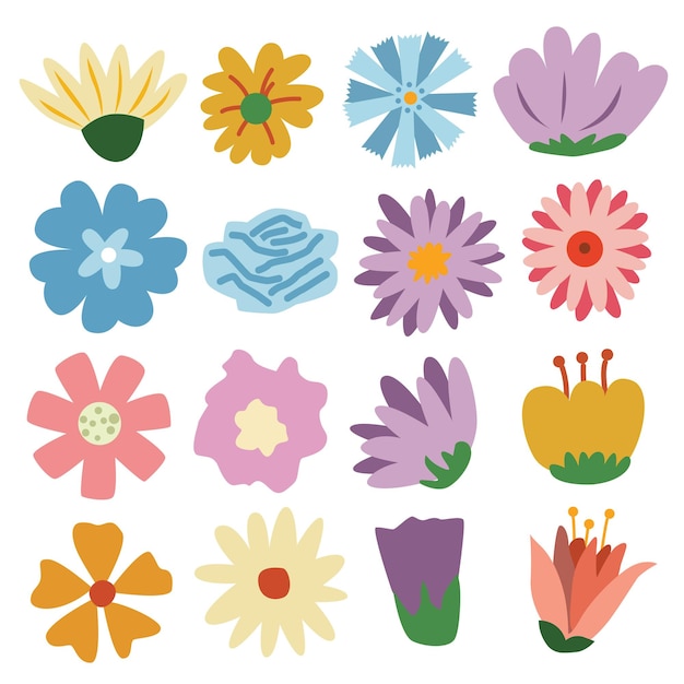 schattige bloemen set vector illustratie