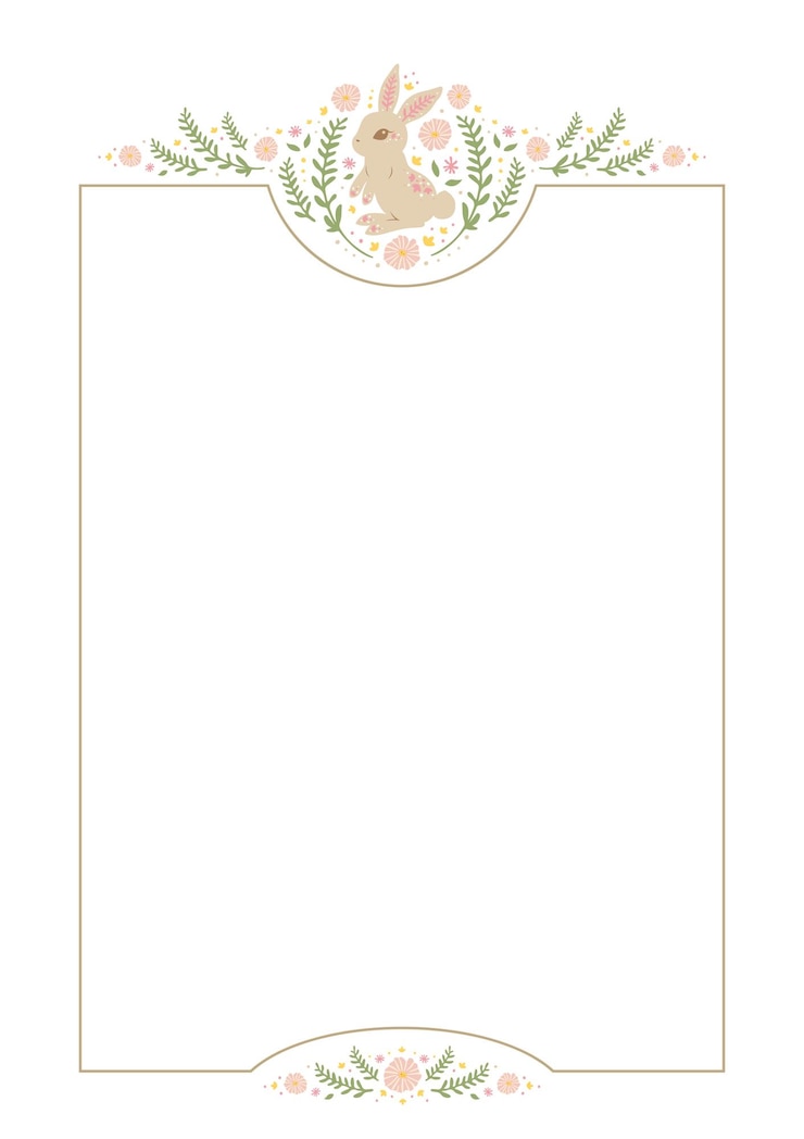Vector schattige bloemige bloem konijn rand frame achtergrond versierd in prachtige vintage art nouveau