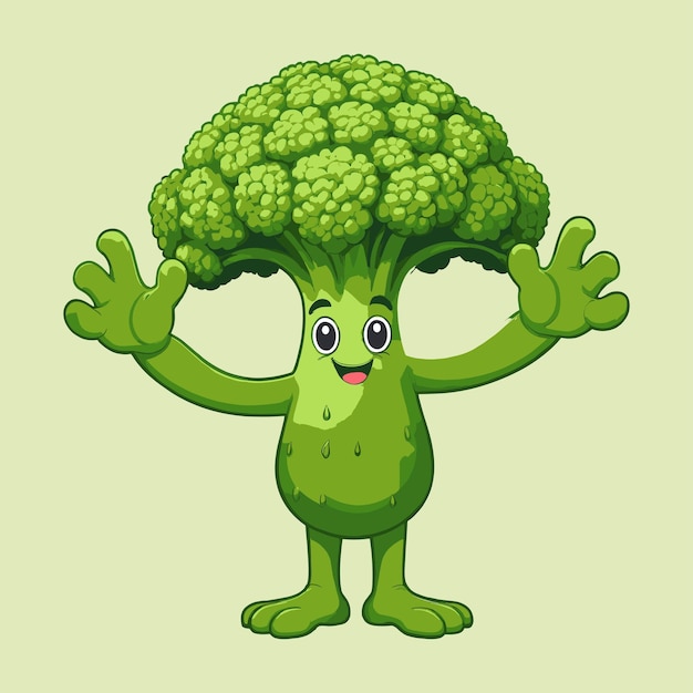 Schattige broccoli cartoon stijl cartoon personage 2
