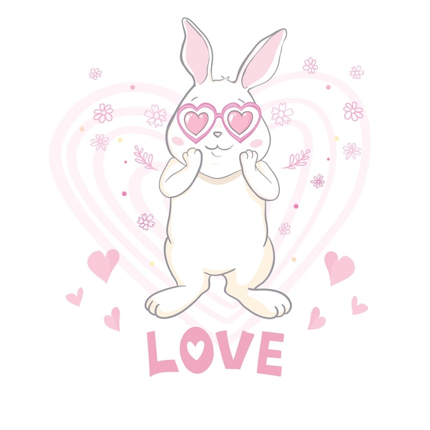 Schattige bunny.hand getekende vector illustration.can worden gebruikt voor printontwerp op een witte achtergrond