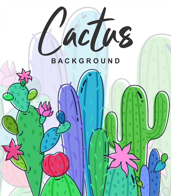 Vector schattige cactus achtergrond