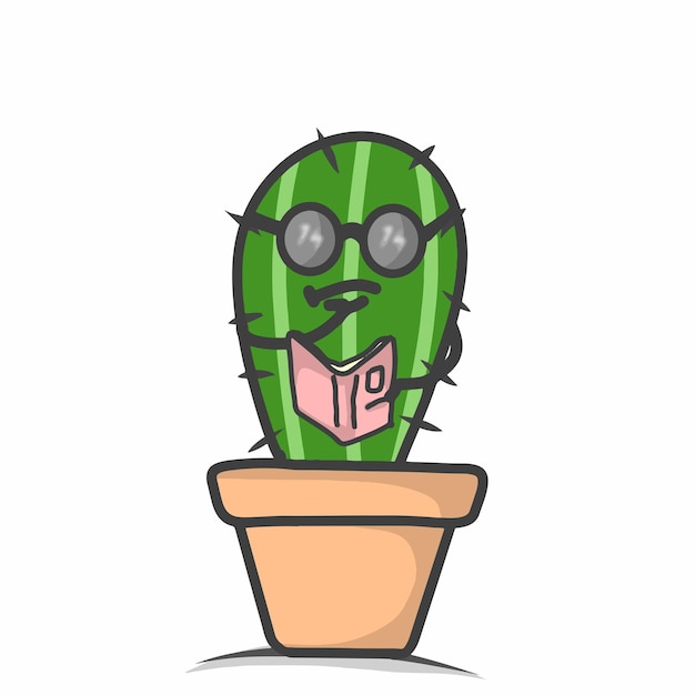 Schattige cactus karakter ontwerp vector sjabloon illustratie