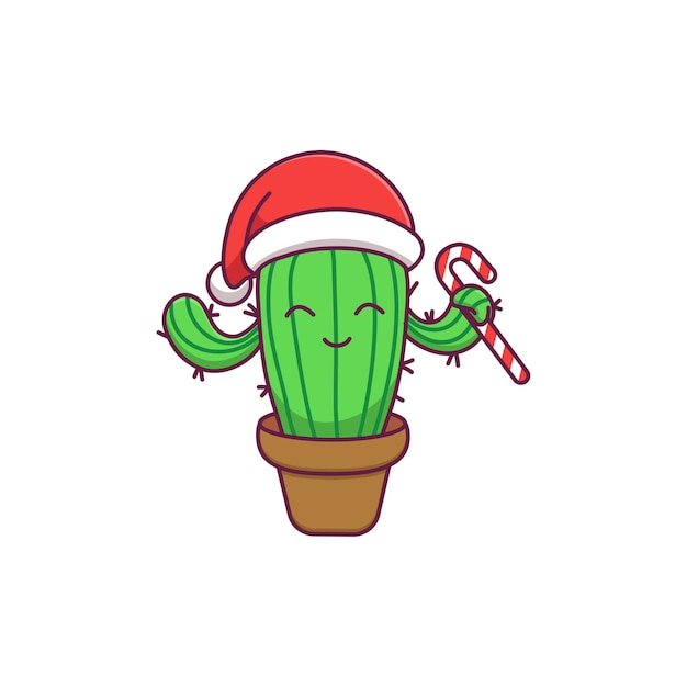 Schattige cactus met kerstmuts