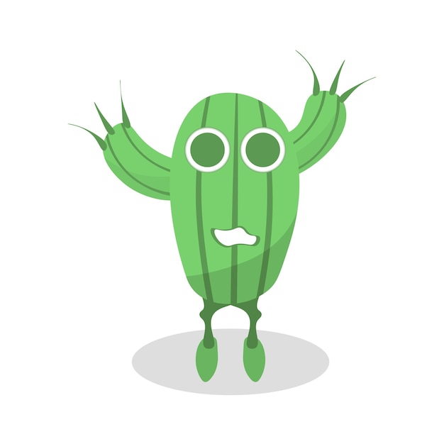 Schattige cactus of succulent karakter cartoon vectorillustratie in vlakke stijl