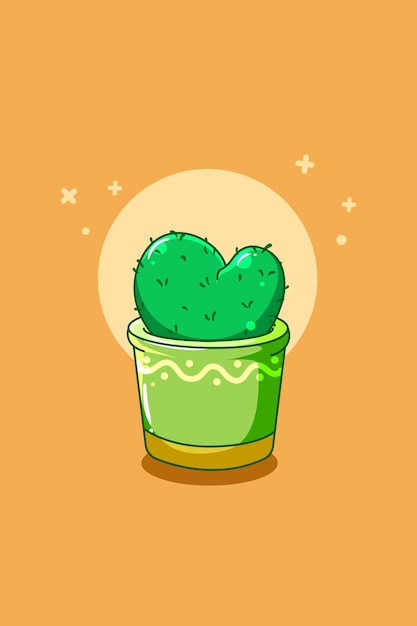 Schattige cactus plant cartoon afbeelding