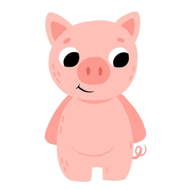 Schattige cartoon baby varken glimlachend Geïsoleerde vectorillustratie voor kinderboek