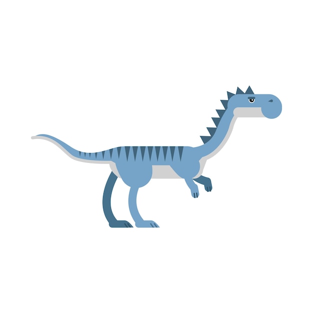 Schattige cartoon blauwe velyciraptor dinosaurus, prehistorische en jurassic monster vector illustratie op een witte achtergrond