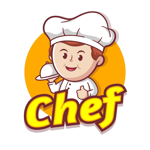 Schattige cartoon chef-kok logo vector