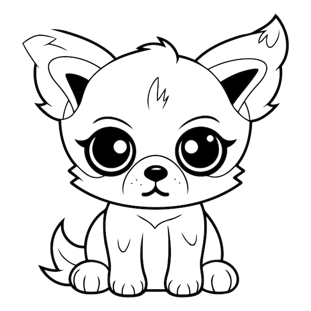 Schattige cartoon Chihuahua zwart-wit vector illustratie