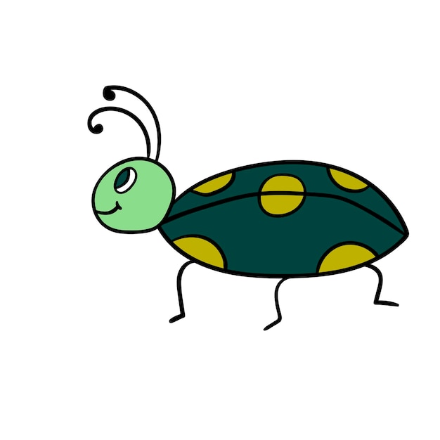 Schattige cartoon doodle lineaire bug geïsoleerd op een witte achtergrond