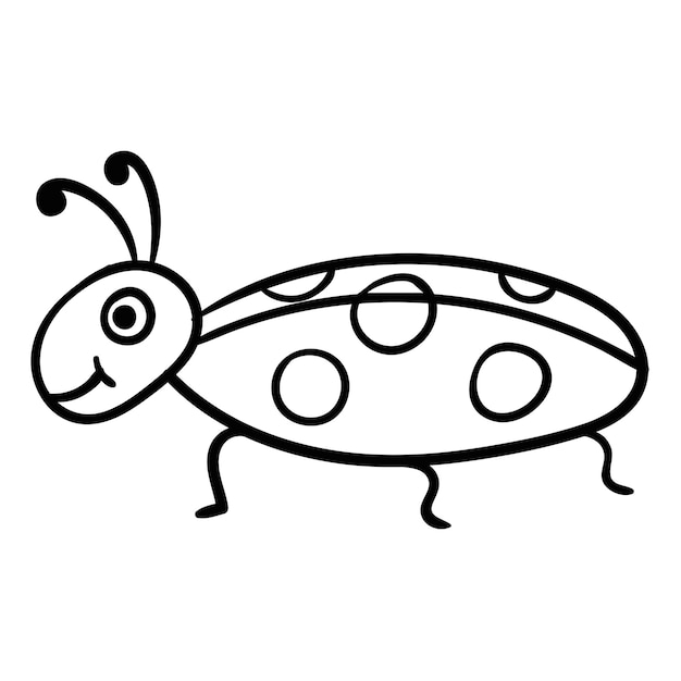 Schattige cartoon doodle lineaire bug geïsoleerd op een witte achtergrond