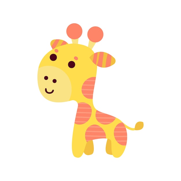 Schattige cartoon giraffe dier speelgoed, kleurrijke vector illustratie voor baby kleding print, wenskaarten en uitnodigingskaarten, baby shower viering