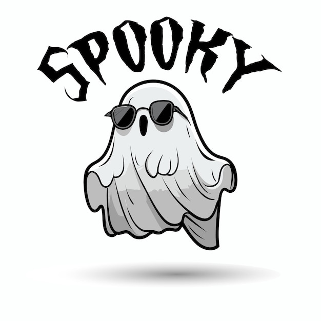 Vector schattige cartoon griezelige ghost karakter vector mascotte logo ontwerp