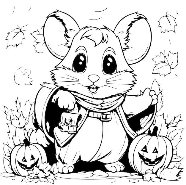 Vector schattige cartoon halloween kleurplaten