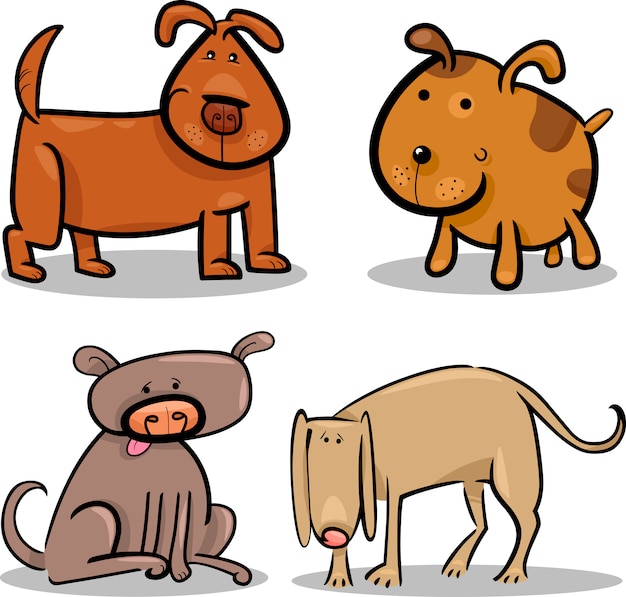 Schattige cartoon honden of puppies instellen