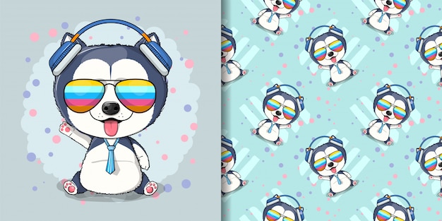 Schattige cartoon husky puppy illustratie voor kinderen