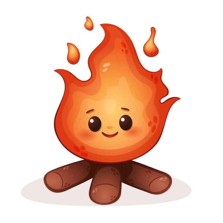 Schattige Cartoon Kampvuur Clipart Vectorillustratie