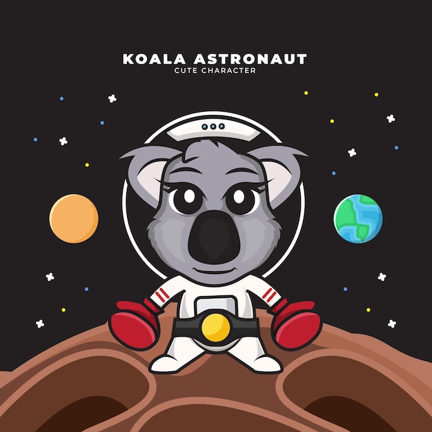 Schattige cartoon karakter van baby astronaut koala bokshandschoenen dragen