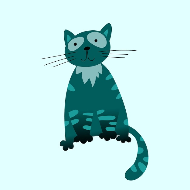 Schattige cartoon kat pictogram kitten zit alleen platte vectorillustratie