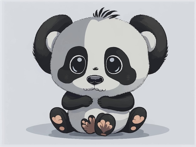 Schattige cartoon kleine panda zittend geïsoleerd op een witte achtergrond