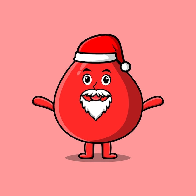 Schattige Cartoon mascotte karakter Blood drop santa claus karakter kerst in moderne designstijl