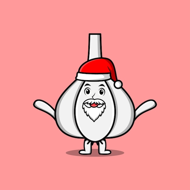 Schattige Cartoon mascotte karakter Knoflook santa claus karakter kerst illustratie