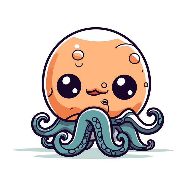 Schattige cartoon octopus vectorillustratie geïsoleerd op een witte achtergrond