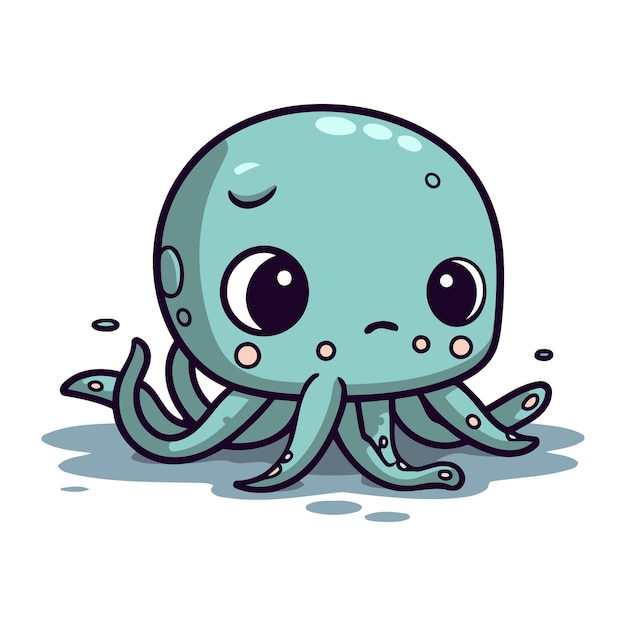 Schattige cartoon octopus vectorillustratie geïsoleerd op een witte achtergrond