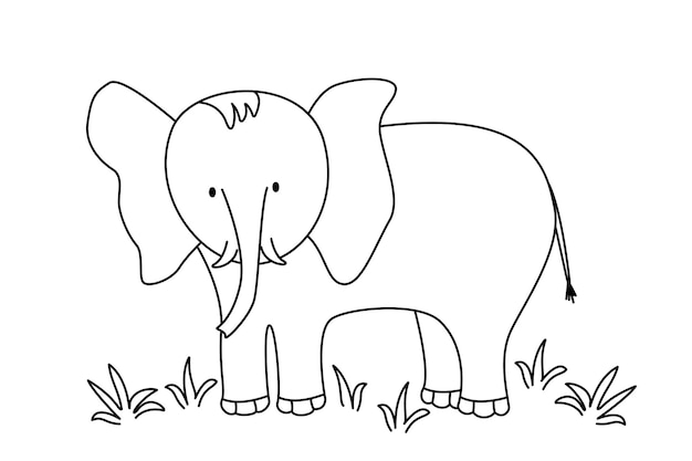 Schattige cartoon olifant, kleurboek voor kinderen. vectorillustratie van een afrikaans dier geïsoleerd op wit.