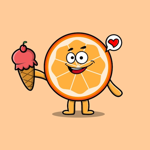 Schattige Cartoon oranje fruit met ijsje