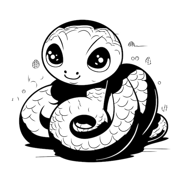 Schattige cartoon slang Zwart-wit vectorillustratie voor het kleuren van boek