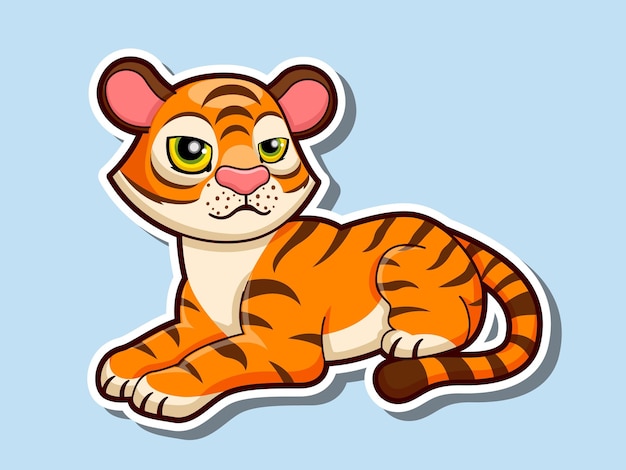 Schattige cartoon tijger sticker mascotte dier karakter. vector kunst illustratie wilde dieren stickers