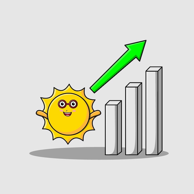 Schattige cartoon zon met opkomende teken afbeelding